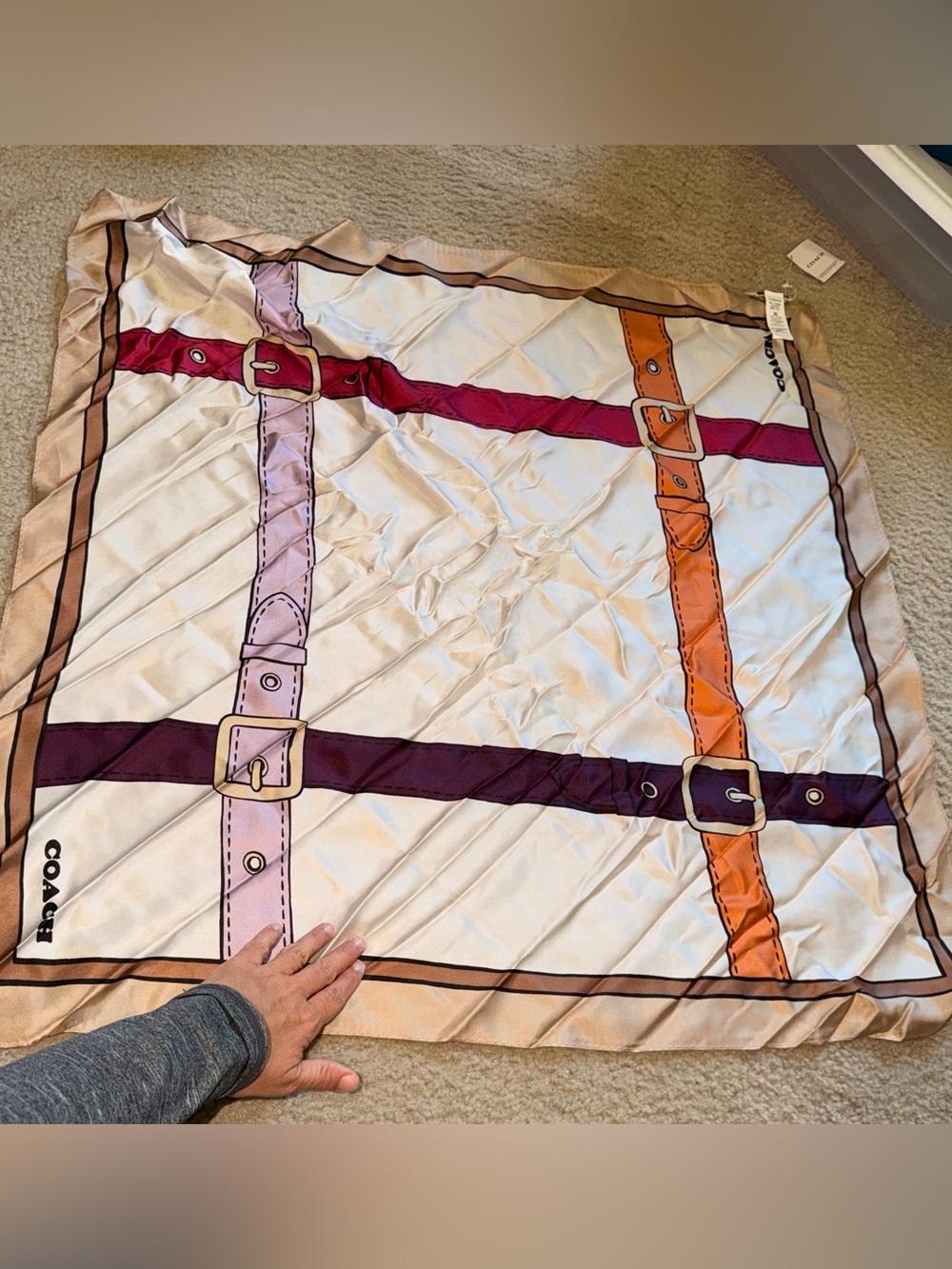 NWT Coach Trompe L'Ocil Leather Belt Printed Silk Square Scarf